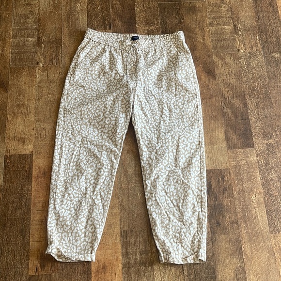 J. Crew Cream White Cheetah Linen Pants - Picture 1 of 8